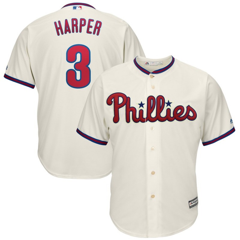 Youth Philadelphia Phillies #3 Bryce Harper Majestic White Home Cool Base Stitched MLB Jersey